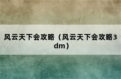 风云天下会攻略（风云天下会攻略3 dm）